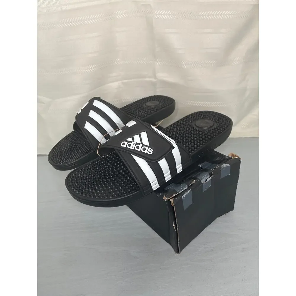 Adidas Adissage Massage Slide Sandals Black White Mens 13/Womens 14